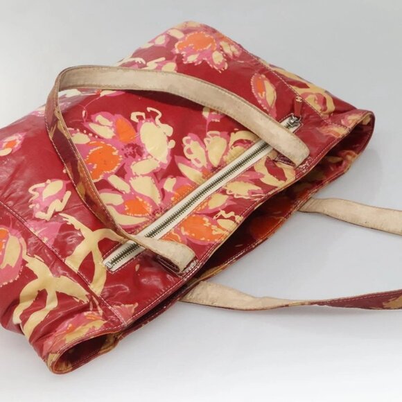 CHANEL High Summer Tote Bag Vinyl Red Silver CC Auth - Picture 8 of 16